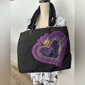 Vera Wang Black and Purple Tote Bag